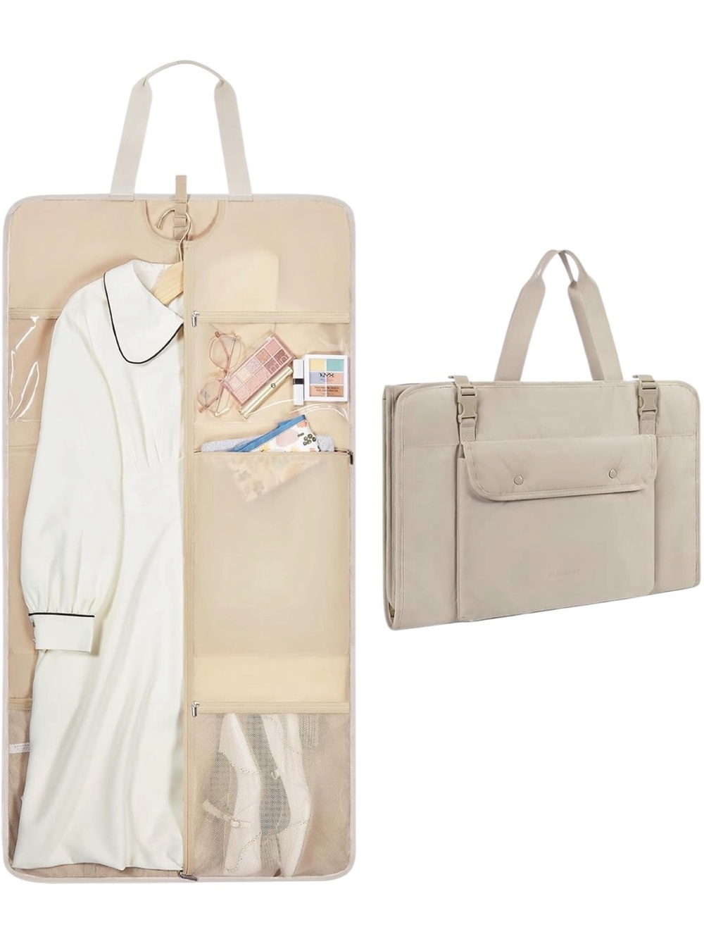 NWT Beige Foldable Garment Bag Carry Case - Travel & Storage Organizer